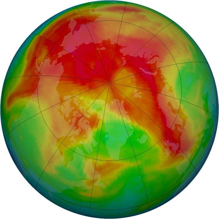 Arctic ozone map for 16 March 1985